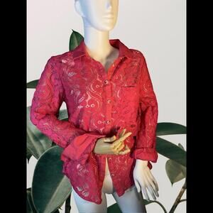 Maeve for Anthropologie Fuchsia Broad-lace Blouse!​​